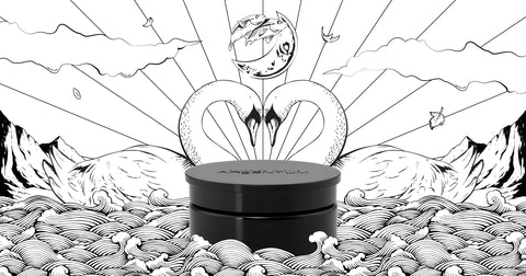 argentum apothecary oil milk cleanser la lune de velours violet glass closed with black and white illustration