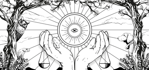 argentum apothecary 12 become 1 third eye black and white illustration summer solstice