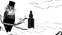 movember grooming guide with argentum apothecary l'etoile infinie face oil black and white illustration of owl in a top hat