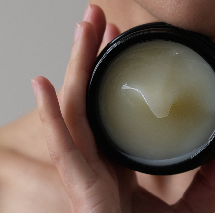 Open jar of la lune de velours, oil to milk cleanser